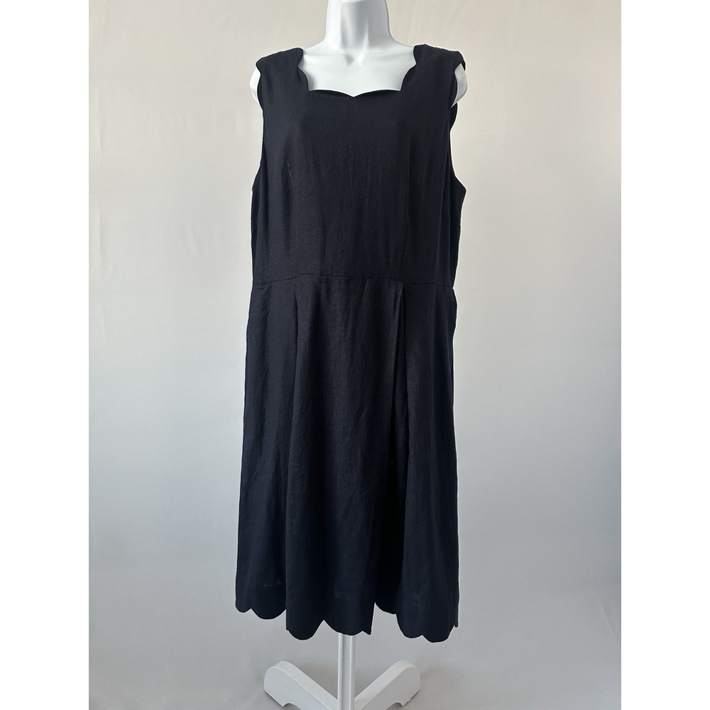 Women's Navy For Cynthia XL Linen Blend A Line Dress Summer Vacation  (B51)